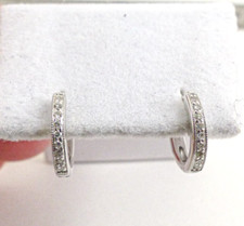 9ct Gold Diamond Hoops Earrings Huggie White Hallmarked 0.10ct with Gift Box