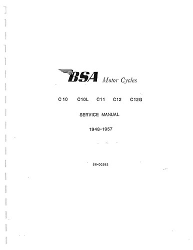 Bsa workshop manual - workshop, 1952