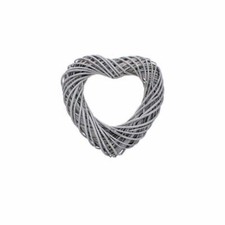 Rustic Grey Wicker Heart 30cm Shabby Chic