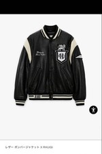 RHUIGI ZARA Leather Bomber Jacket Black Embroidered