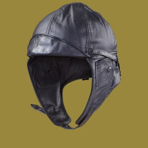 Leather aviator helmet cap - aviator,