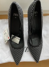 Zara black sparkly mesh stilettos high heels new with tags size 36 uk 3.5