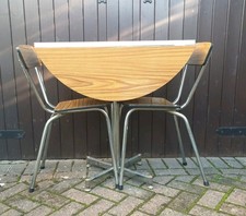  RETRO 1950s Circular Folding Formica Table & 2 Chairs space saving  London Sth