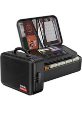 Fireproof Document Box, Aluminum Fireproof File Organizer with Lock, Black