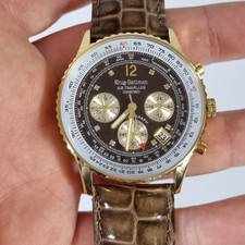 Mens Krug Baumen Wrist Watch Air Traveller Diamond Chronograph Quartz