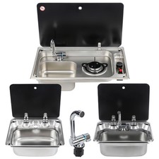 Campervan Sink & Cooker & Hob & Hot Cold Tap Conversion Unit Kit For Camper Van