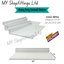 White Acrylic Slatwall Shelves | Durable 4 x 10 Hanging Retail Display Shelves