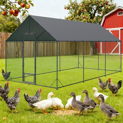 Large metal chicken coop with - metal,