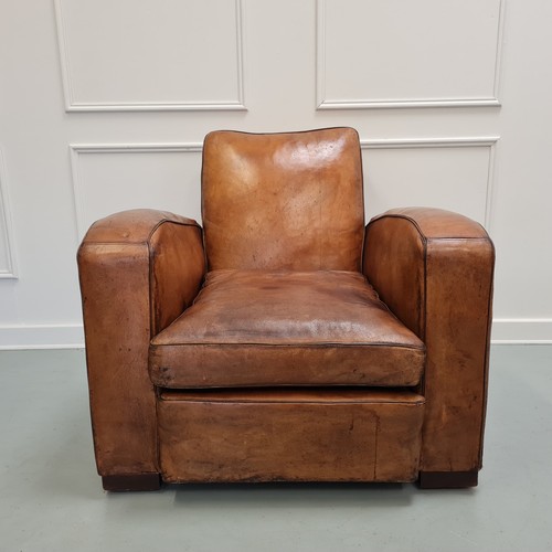 Large french leather club - french,