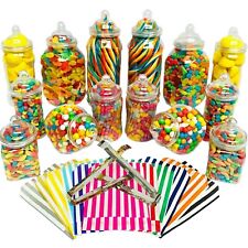 14 Plastic Sweet Jars, 7 styles, 2 tongs, 50 bags for Truly Sweet Candy Buffet