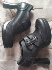 Black New Rock Ankle Boots Chunky Heel Size 41 EU / 7 UK Brogue Pattern details