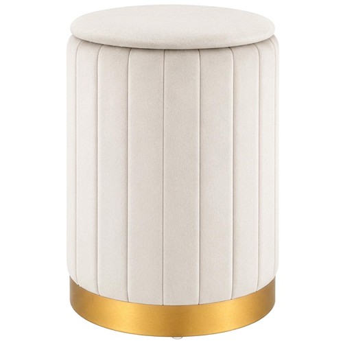 Round tufted velvet stool - tufted, gold