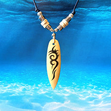 Mens Boys Surfer Necklace Pendant Tribal Tattoo Ocean Wave Surfboard Jewellery