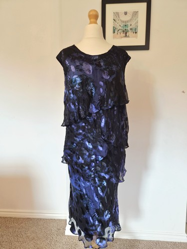 Chesca navy midi dress silk