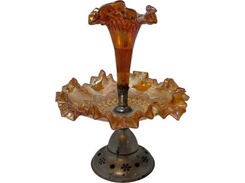 Carnival glass epergne vase - carnival,
