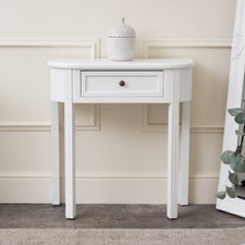 White Half Moon Table Daventry White Range storage drawer hallway living room