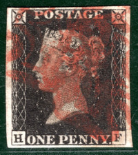 PENNY INTENSE BLACK QV Stamp GB SG.1 1d Plate 1b (HF) Red MX Cat £525 REDB63