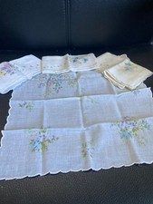 Set 4 vintage embroidered ladies hankies in cotton Exc condition