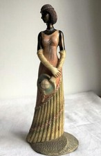 Crosa Collection ©2005 Tall Figurine / Statue Lady Woman with Hat Flowing Dress.