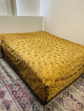 Vintage Antique Indian Gujarati Bed Throw Embroidery Tapestry, 272x222cm