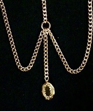 OVAL LOCKET Gold Colour DOUBLE Albert Pocket WATCH CHAIN/Fob