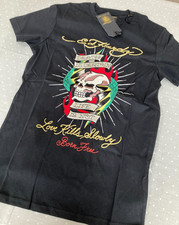 Ed Hardy mens cotton t shirt S eau de nil California eagle tattoo print NEW mint