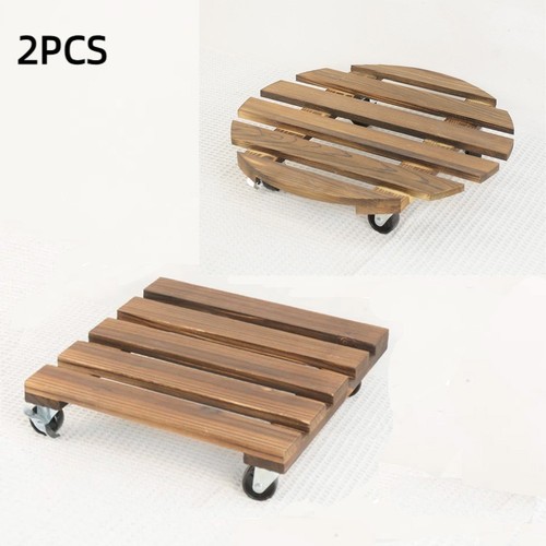 2pcs wooden plant pot - wooden, mover