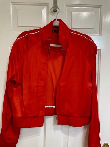 Red satin jacket zara - red,