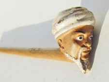 Antique French Glazed Clay Pipe by Fiolet, St.Omer Depose. Moor Arab Head Turban