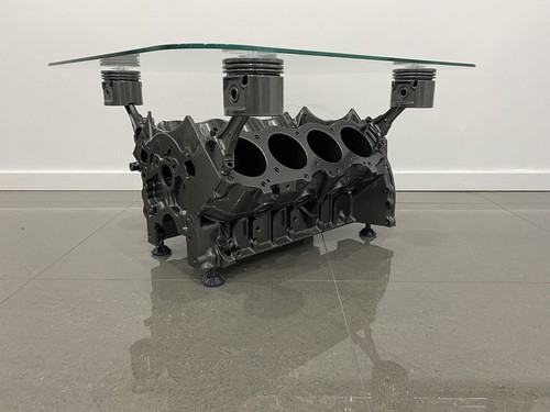 Metallic grey engine block - v8,