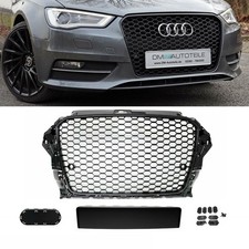 Badgeless Front Grille Grill Honeycomb Black Gloss fits Audi A3 8V 12-16 RS3 Mod