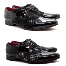 Mens Lace Up Shiny Patent