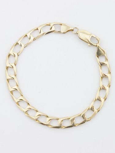 Gold curb link - curb, bracelet