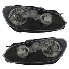 Headlights VW Golf MK6 2009-2013 Black Inner Headlamps Drivers & Passenger Side