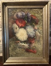 Antique Impressionist Oil Signed C.1880 French School: Bouquet of Flowers