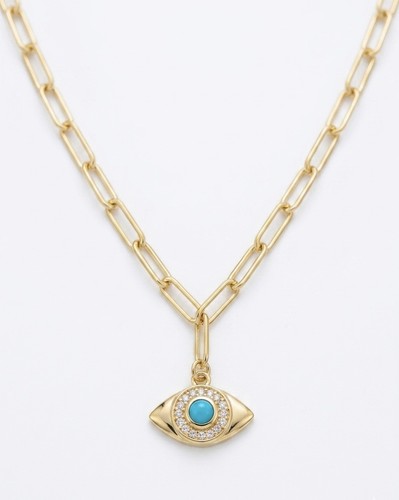 Waterproof necklace evil eye