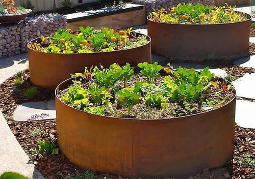 Circular rustic planter steel - circular,