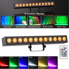 Rechargeable 12LED RGBWA UV Wall Wash Stage light Bar DMX DJ Party Disco Light