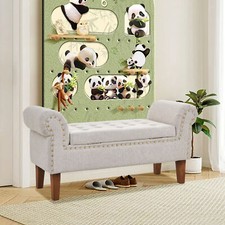 Linen Storage Ottoman Bench Footrest Stool Large Storage Space Window Seat