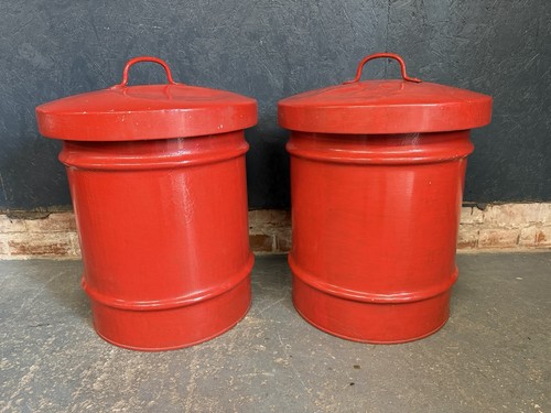 Two metal dustbins with - metal,