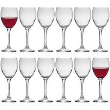 12x LAV Venue Red Wine Glasses Large Glass White Rose Long Stem Party Set 340ml