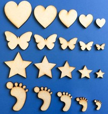 Wooden MDF Shape Hearts Stars Butterfly CHRISTMAS Craft Embellishment Decoration