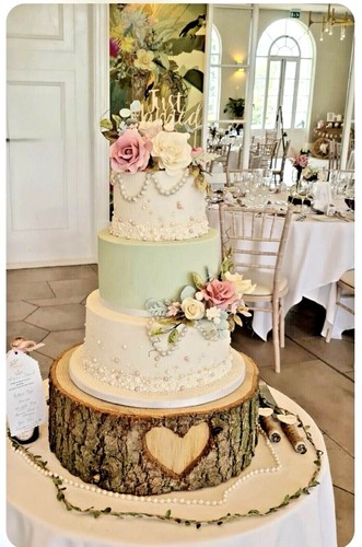 Wooden log cake stand rustic - log,