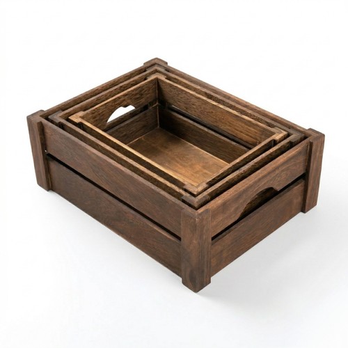 Brown wooden apple crates - brown,