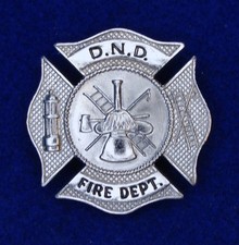 Department of National Defence (DND) Fire Service-  nickel finish cap badge