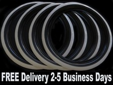 4X 14" Black WHITE WALL TYRE