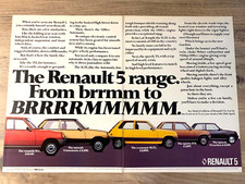 RENAULT 5 TL to GORDINI TURBO FRAMEABLE WALL ART ORIGINAL CAR MAGAZINE ADVERT