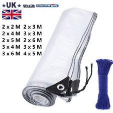 All Sizes Of Heavy Duty Clear Tarpaulin Waterproof Cover Ground Camping UK Sheet