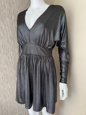 HALSTON HERITAGE DRESS METALLIC GRAPHITE RETAIL £220 SIZE UK 8