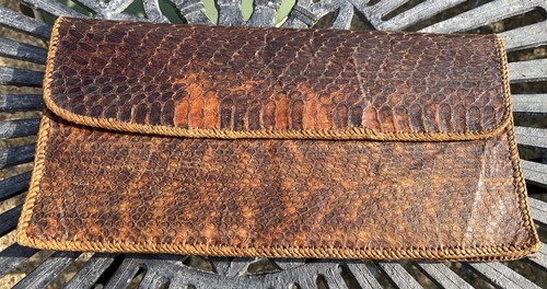 Vintage crocodile skin clutch - crocodile,